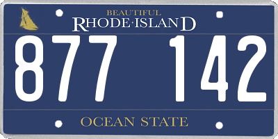 RI license plate 877142