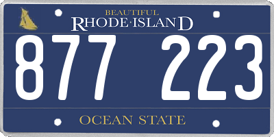 RI license plate 877223