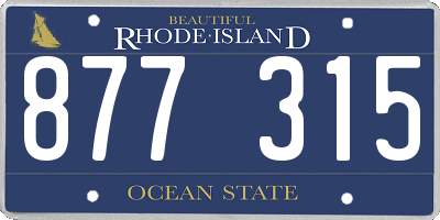 RI license plate 877315