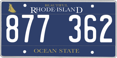 RI license plate 877362