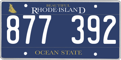 RI license plate 877392