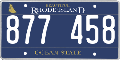 RI license plate 877458
