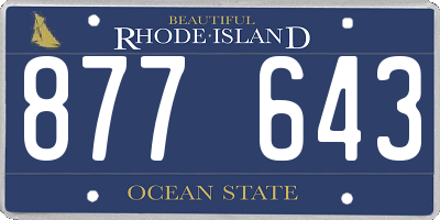 RI license plate 877643