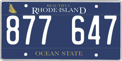 RI license plate 877647