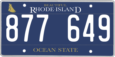 RI license plate 877649