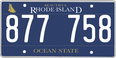 RI license plate 877758