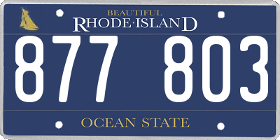 RI license plate 877803