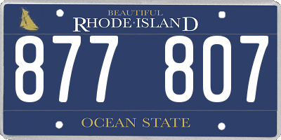 RI license plate 877807