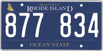 RI license plate 877834