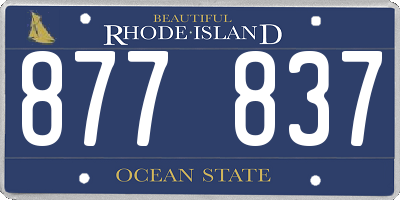 RI license plate 877837