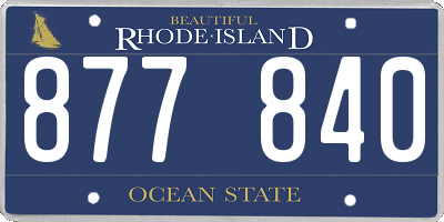 RI license plate 877840