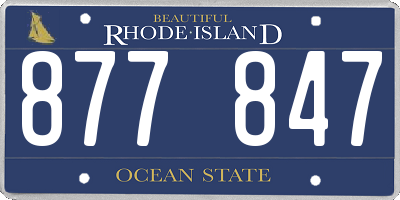 RI license plate 877847