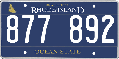 RI license plate 877892
