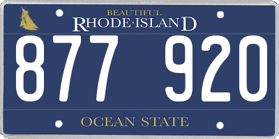RI license plate 877920