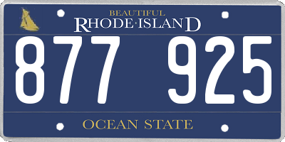 RI license plate 877925