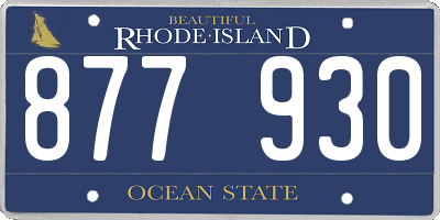 RI license plate 877930