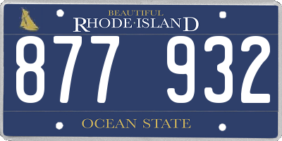 RI license plate 877932