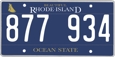 RI license plate 877934