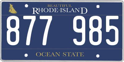 RI license plate 877985