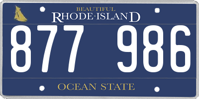 RI license plate 877986