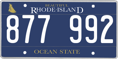 RI license plate 877992