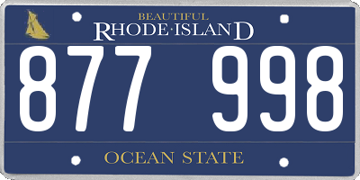 RI license plate 877998