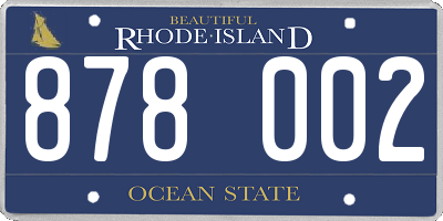 RI license plate 878002