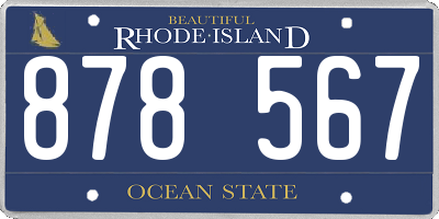 RI license plate 878567