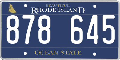 RI license plate 878645