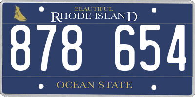 RI license plate 878654