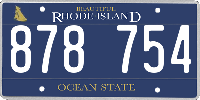 RI license plate 878754