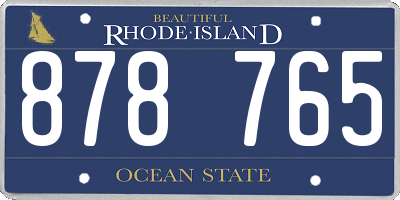 RI license plate 878765