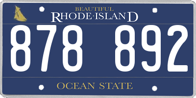 RI license plate 878892