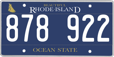RI license plate 878922