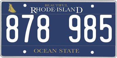 RI license plate 878985