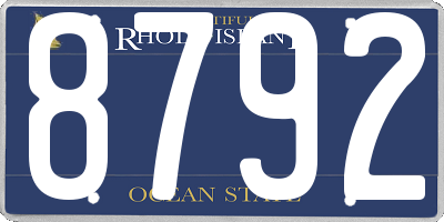 RI license plate 8792
