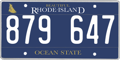 RI license plate 879647
