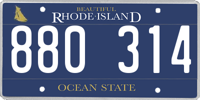 RI license plate 880314