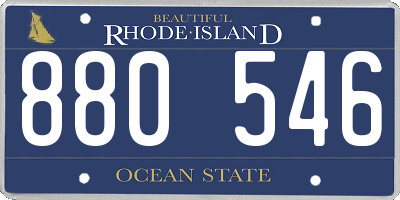 RI license plate 880546