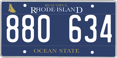 RI license plate 880634