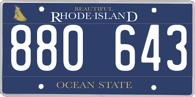 RI license plate 880643