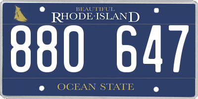RI license plate 880647