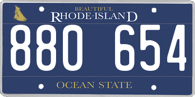 RI license plate 880654