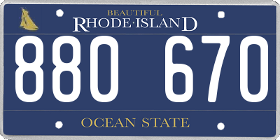 RI license plate 880670