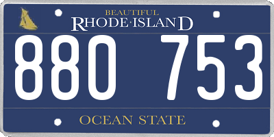 RI license plate 880753