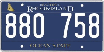 RI license plate 880758