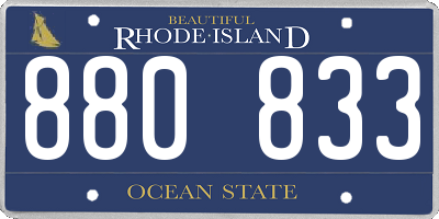 RI license plate 880833
