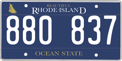 RI license plate 880837