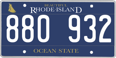 RI license plate 880932