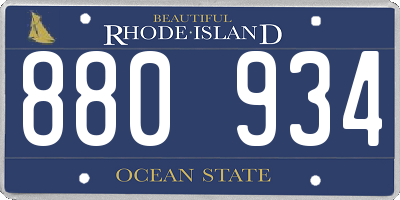 RI license plate 880934